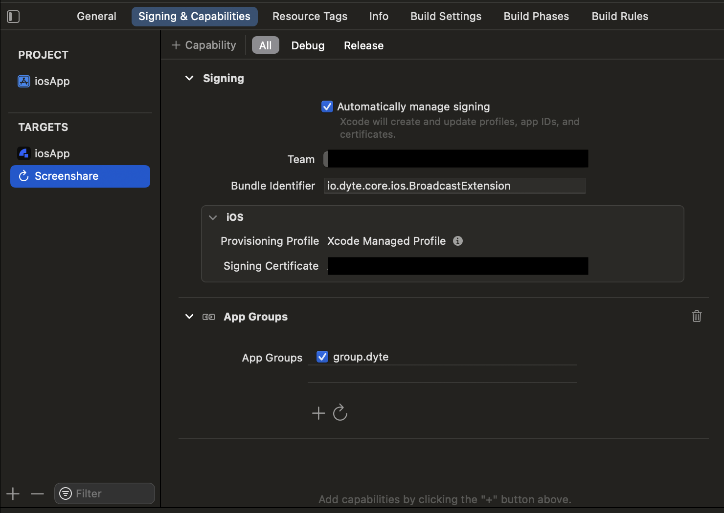 meeting UI screenshot with labeled parts